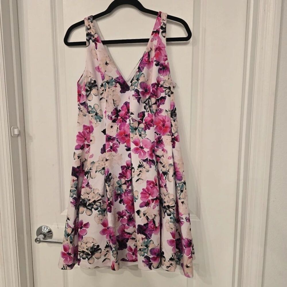 Lauren Ralph Lauren Floral Fit & Flare Dress Size 12 Pink Purple Sleeveless
